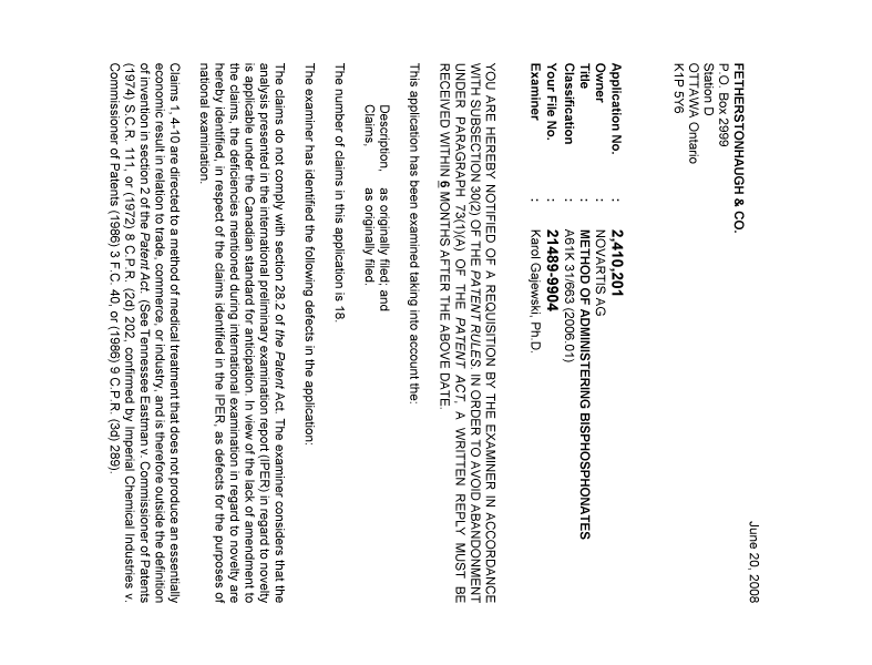Canadian Patent Document 2410201. Prosecution-Amendment 20071220. Image 1 of 2