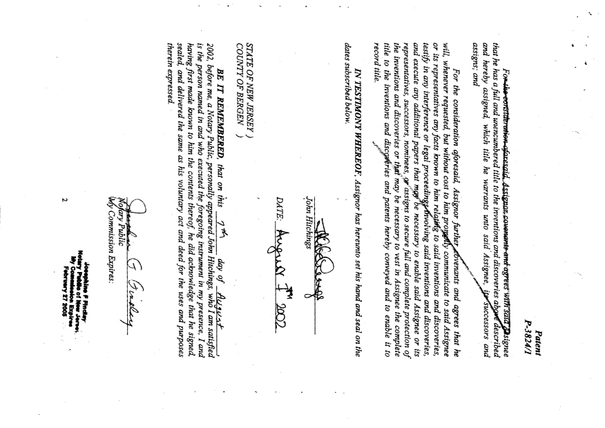 Document de brevet canadien 2411408. Cession 20011208. Image 13 de 13