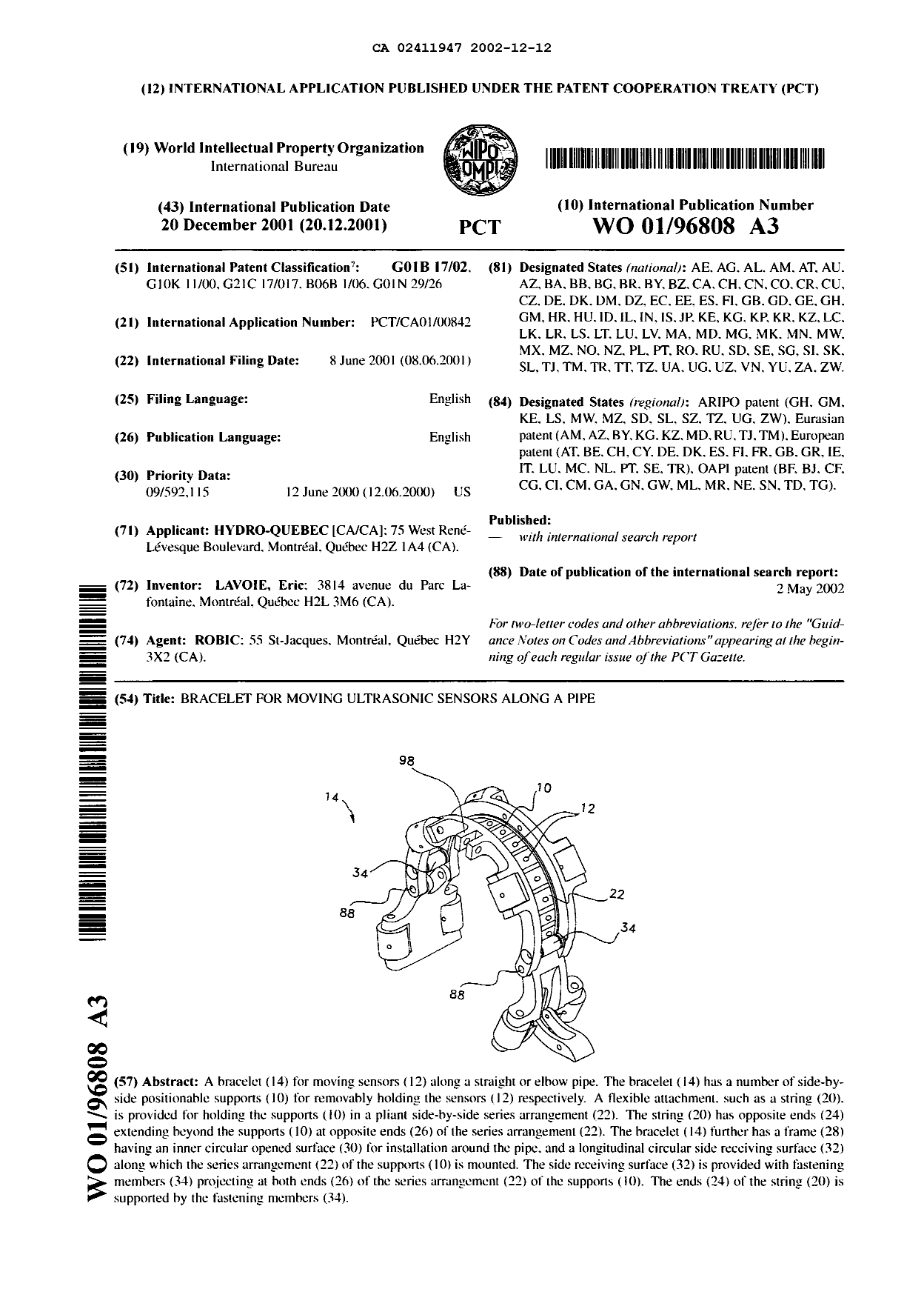 Document de brevet canadien 2411947. Abrégé 20011212. Image 1 de 1