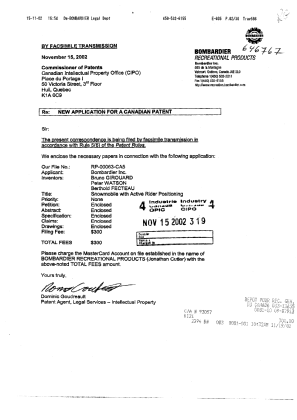 Document de brevet canadien 2411964. Cession 20021115. Image 1 de 3