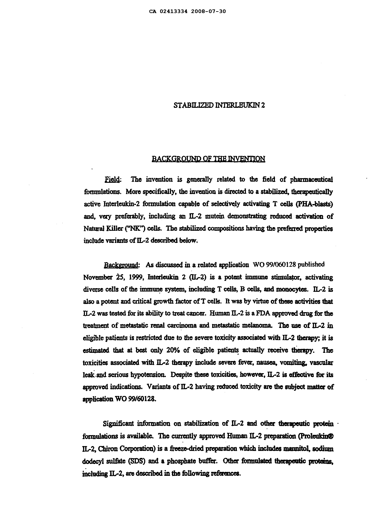 Canadian Patent Document 2413334. Description 20080730. Image 1 of 13