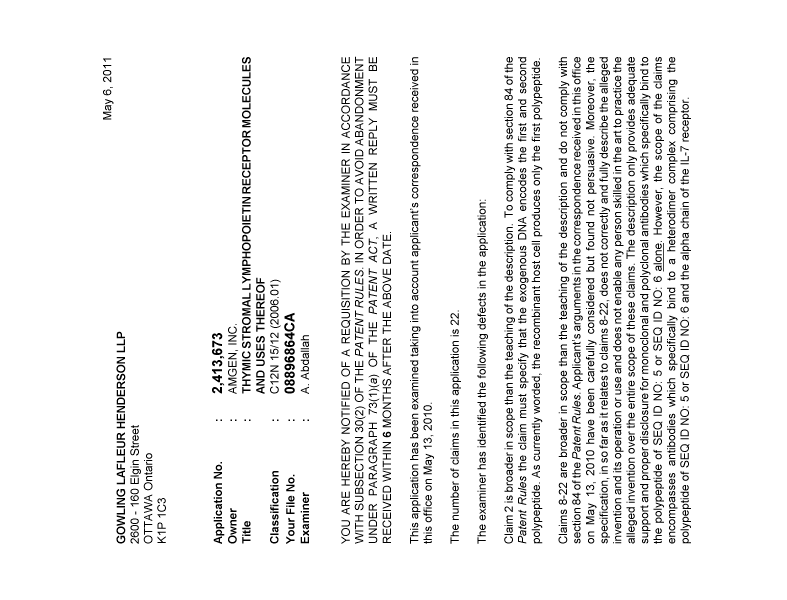 Canadian Patent Document 2413673. Prosecution-Amendment 20101206. Image 1 of 2