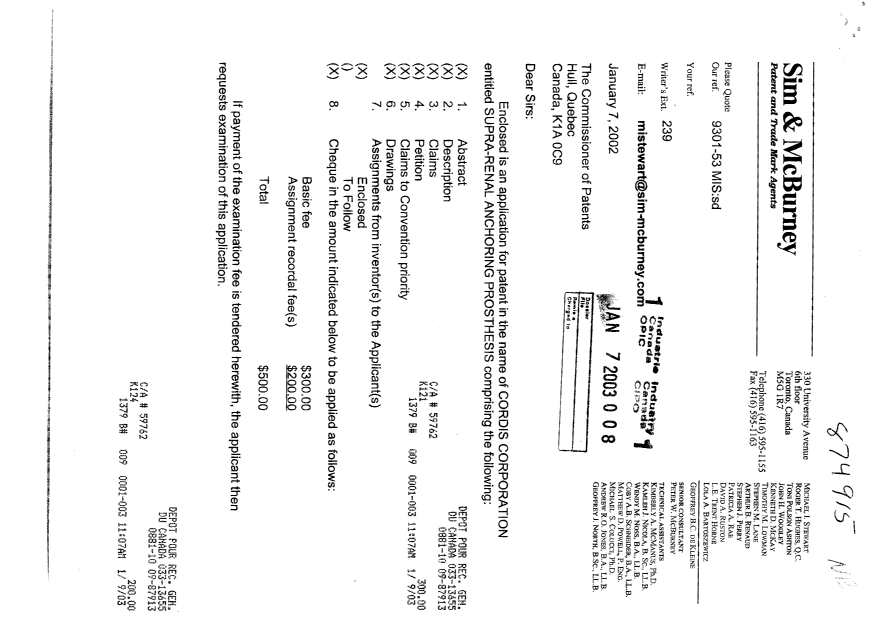 Document de brevet canadien 2415735. Cession 20030107. Image 1 de 14