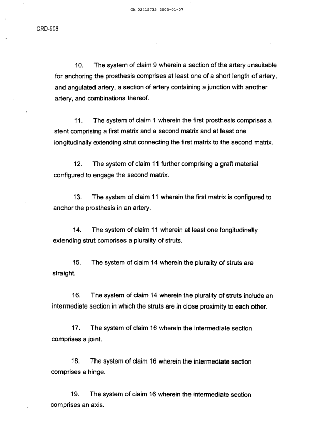 Document de brevet canadien 2415735. Revendications 20030107. Image 2 de 4