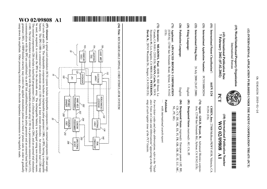 Document de brevet canadien 2416154. Abrégé 20030116. Image 1 de 1