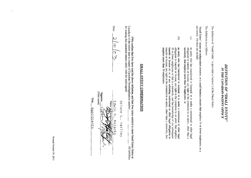 Canadian Patent Document 2416466. Correspondence 20030520. Image 2 of 2