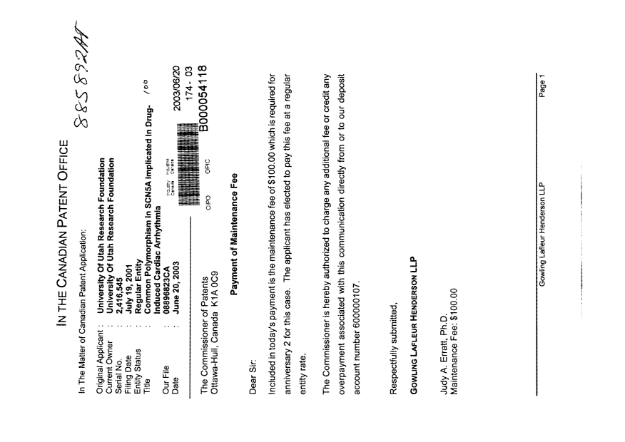 Document de brevet canadien 2416545. Taxes 20021220. Image 1 de 1