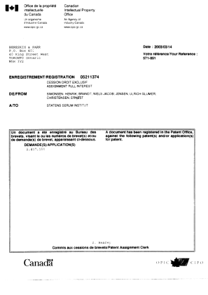 Canadian Patent Document 2417150. Assignment 20030402. Image 2 of 2