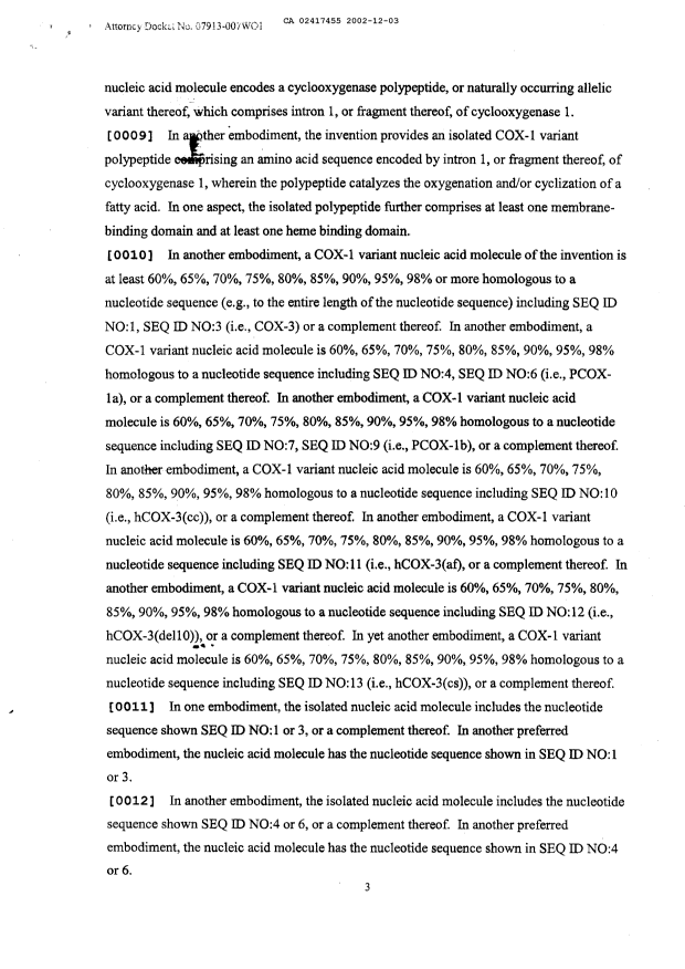 Document de brevet canadien 2417455. Description 20040622. Image 3 de 163