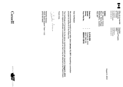 Canadian Patent Document 2418030. Prosecution-Amendment 20120803. Image 1 of 3