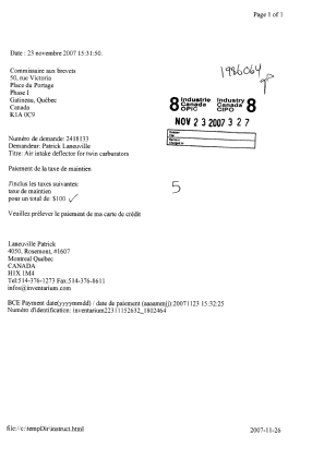 Document de brevet canadien 2418133. Taxes 20071123. Image 1 de 1