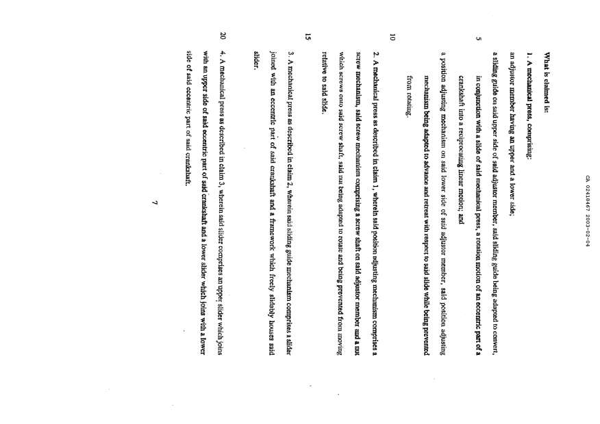 Document de brevet canadien 2418467. Revendications 20030204. Image 1 de 1