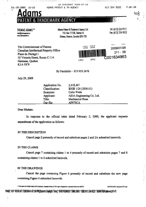 Document de brevet canadien 2418467. Poursuite-Amendment 20090729. Image 1 de 10