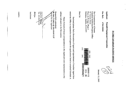 Canadian Patent Document 2418525. Correspondence 20050112. Image 1 of 3