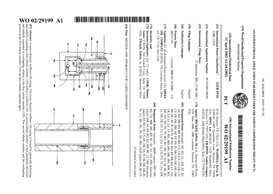 Document de brevet canadien 2419806. Abrégé 20030305. Image 1 de 2