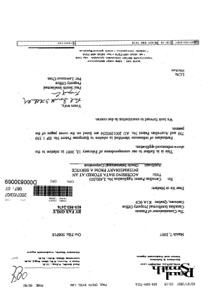 Canadian Patent Document 2420023. Prosecution-Amendment 20070307. Image 1 of 2