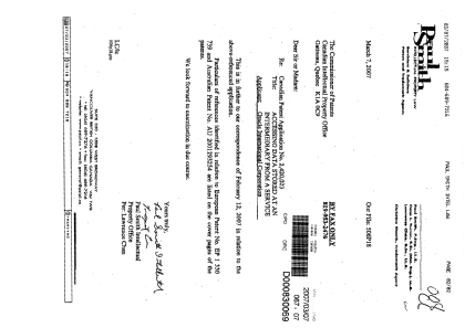Document de brevet canadien 2420023. Poursuite-Amendment 20070307. Image 1 de 2