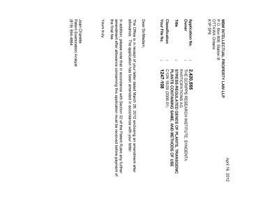 Document de brevet canadien 2420555. Poursuite-Amendment 20111216. Image 1 de 1