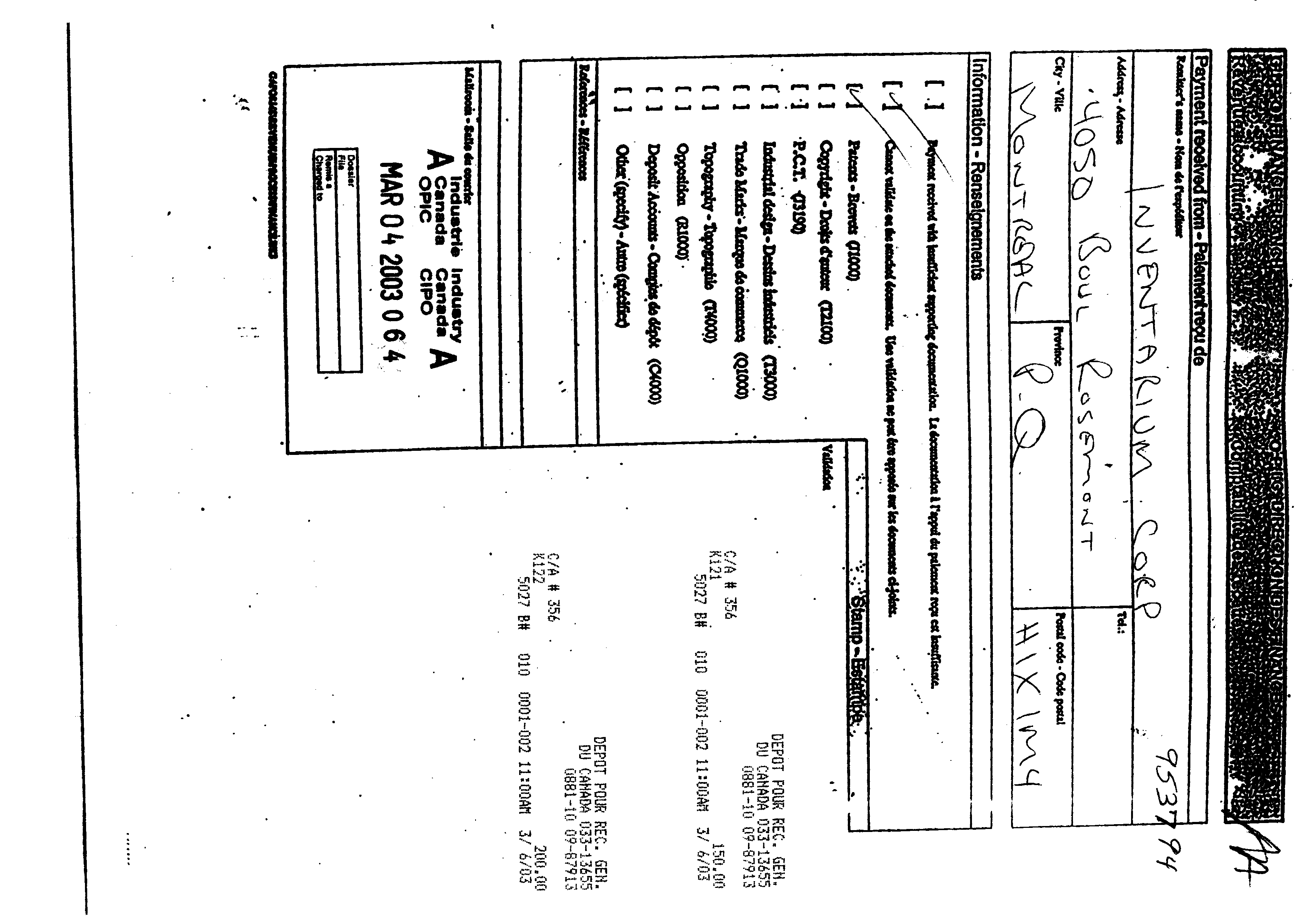 Canadian Patent Document 2421148. Assignment 20021204. Image 1 of 2