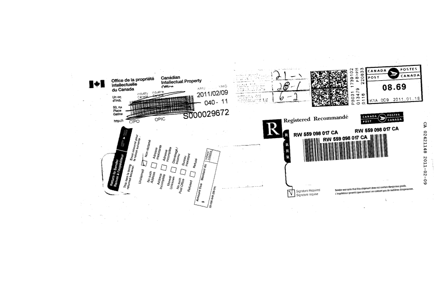 Canadian Patent Document 2421148. Correspondence 20101209. Image 3 of 4