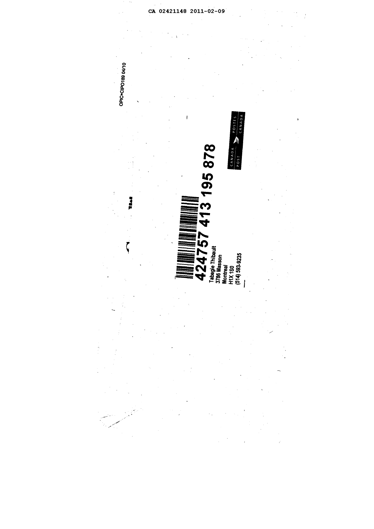 Document de brevet canadien 2421148. Correspondance 20101209. Image 4 de 4