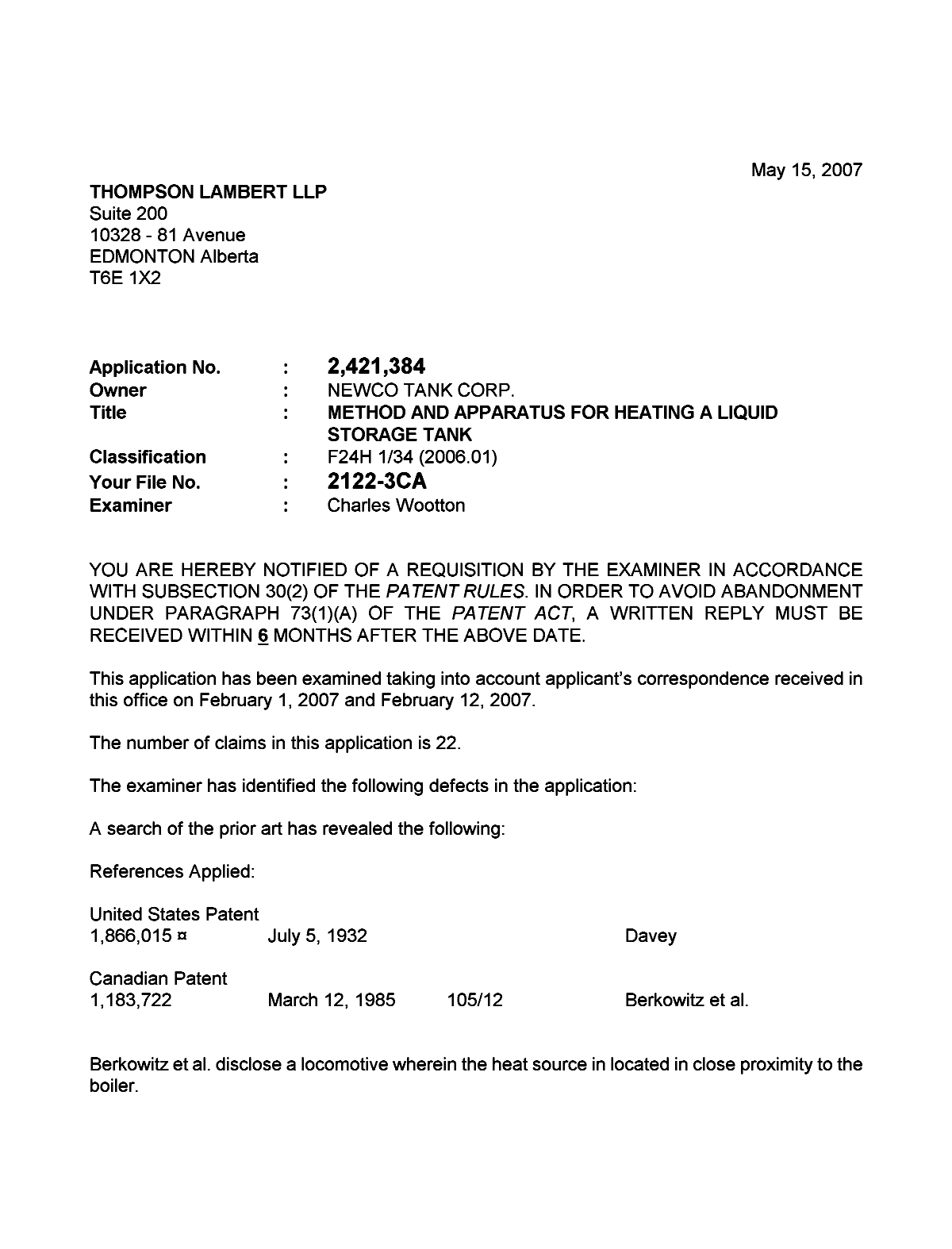 Document de brevet canadien 2421384. Poursuite-Amendment 20070515. Image 1 de 2