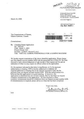 Document de brevet canadien 2421541. Poursuite-Amendment 20080310. Image 1 de 1