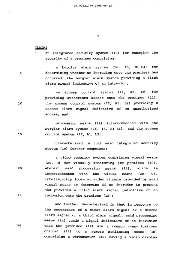 Document de brevet canadien 2421770. Revendications 20081213. Image 1 de 4