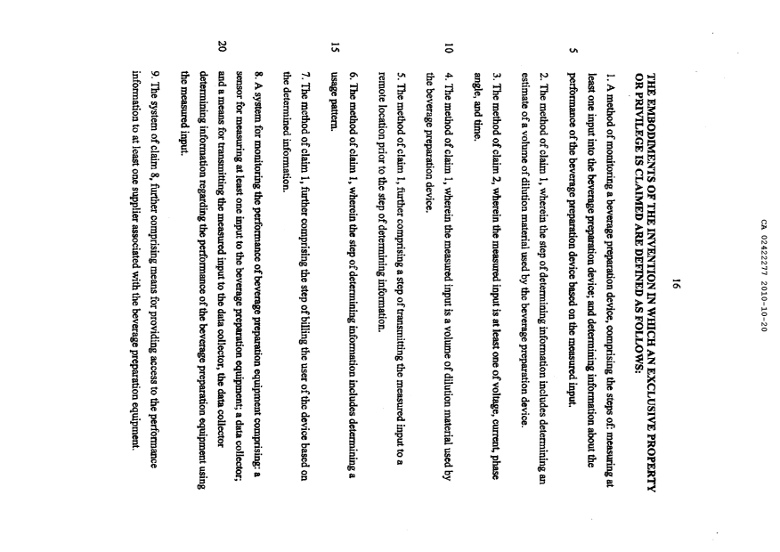 Document de brevet canadien 2422277. Revendications 20101020. Image 1 de 7