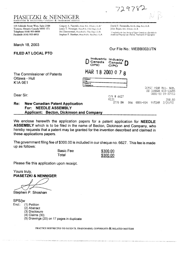 Document de brevet canadien 2422472. Cession 20030318. Image 1 de 3