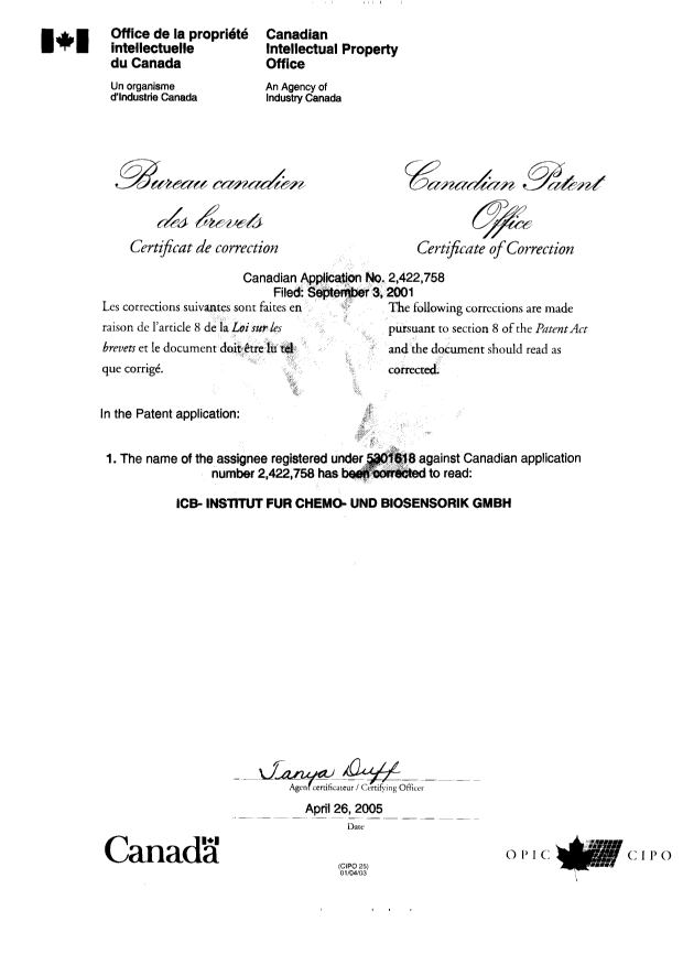 Document de brevet canadien 2422758. Poursuite-Amendment 20050426. Image 2 de 2