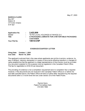 Canadian Patent Document 2422809. Correspondence 20030520. Image 1 of 1