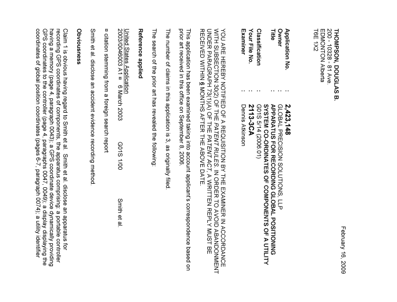 Document de brevet canadien 2423148. Poursuite-Amendment 20090216. Image 1 de 2