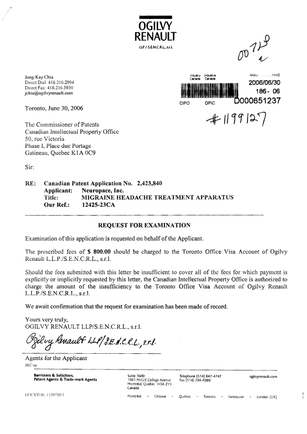 Canadian Patent Document 2423840. Prosecution-Amendment 20060630. Image 1 of 1