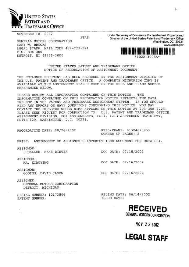 Document de brevet canadien 2424129. Cession 20030626. Image 2 de 5