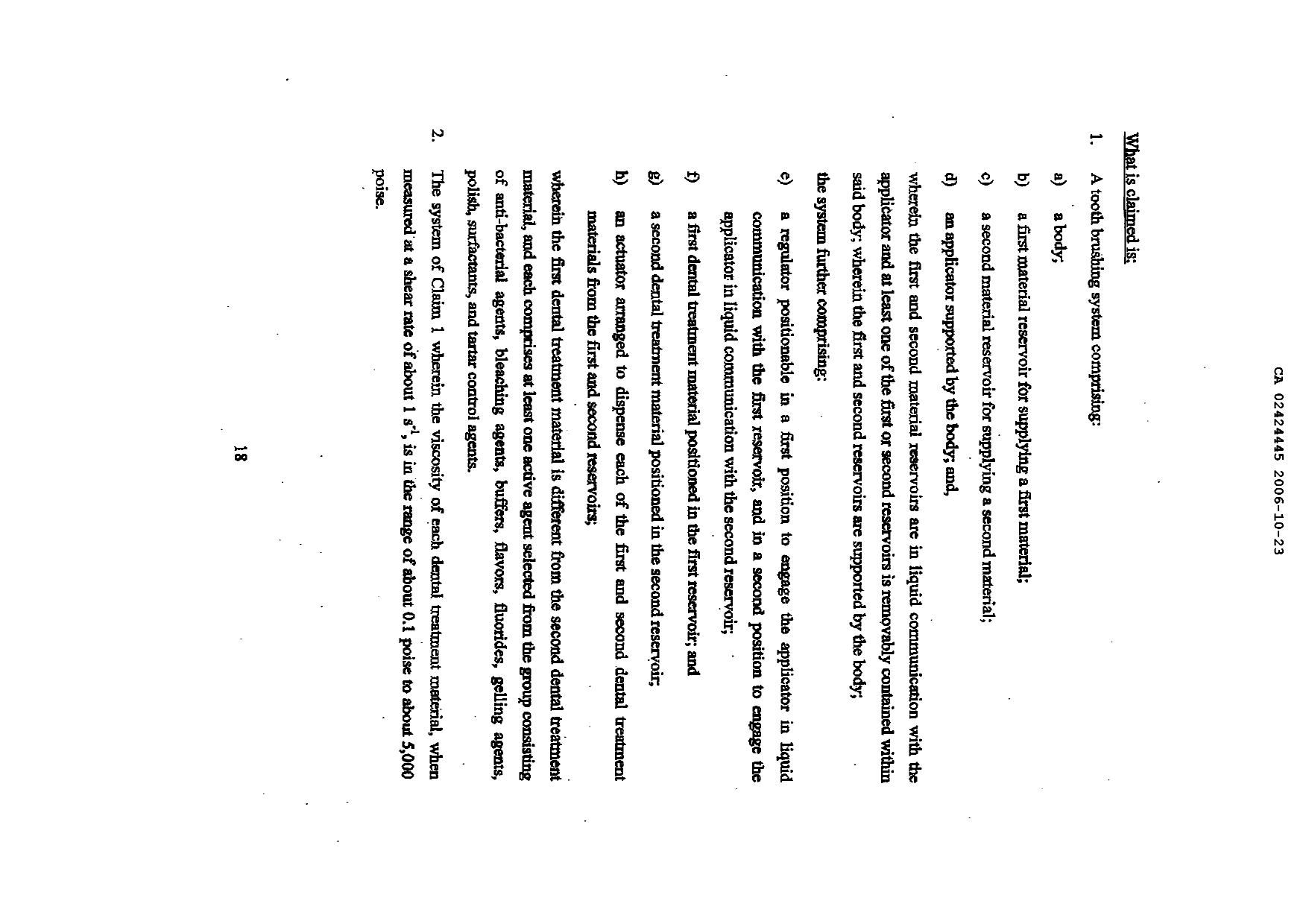 Document de brevet canadien 2424445. Revendications 20051223. Image 1 de 3