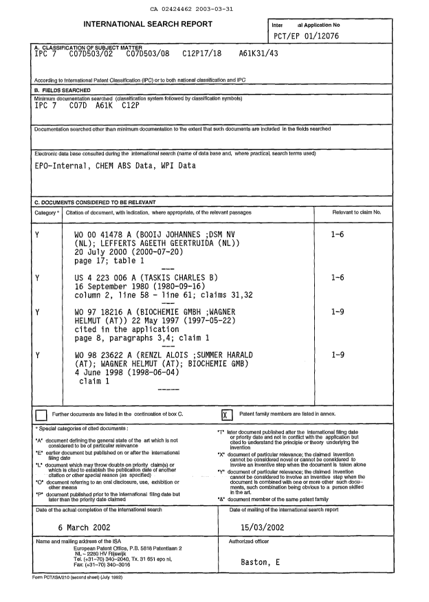 Document de brevet canadien 2424462. PCT 20030331. Image 2 de 3