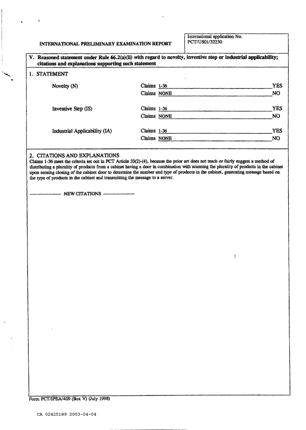 Canadian Patent Document 2425189. PCT 20030404. Image 4 of 5