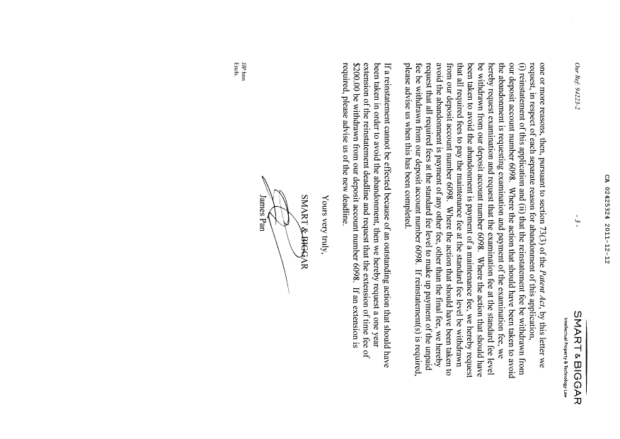 Canadian Patent Document 2425324. Prosecution-Amendment 20111212. Image 3 of 23