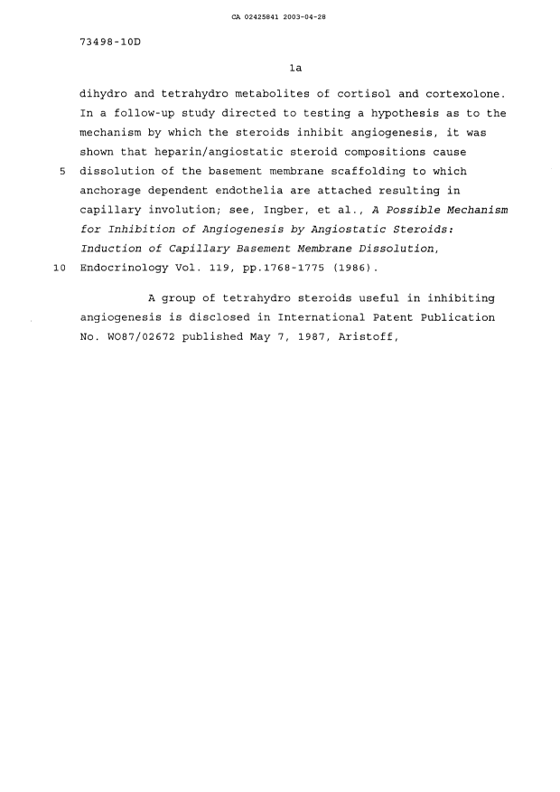 Document de brevet canadien 2425841. Description 20021228. Image 2 de 47