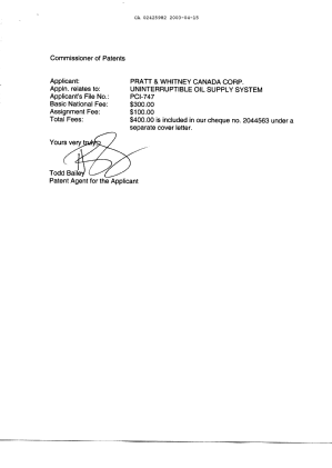 Canadian Patent Document 2425982. Assignment 20030415. Image 2 of 9