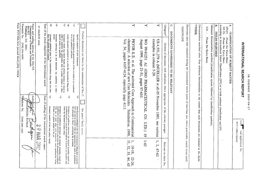 Document de brevet canadien 2426430. PCT 20030417. Image 1 de 4