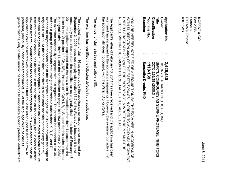 Document de brevet canadien 2426430. Poursuite-Amendment 20110608. Image 1 de 3