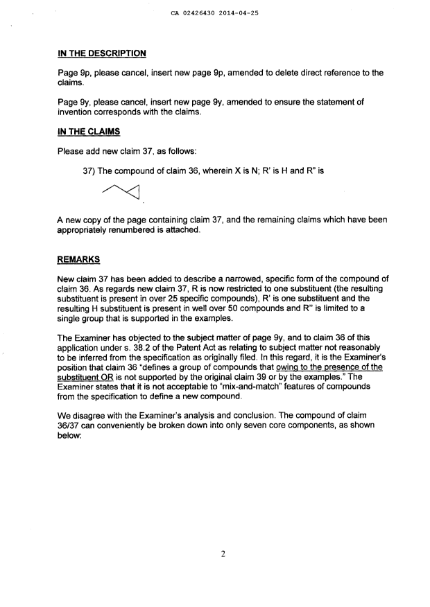 Document de brevet canadien 2426430. Poursuite-Amendment 20140425. Image 2 de 11