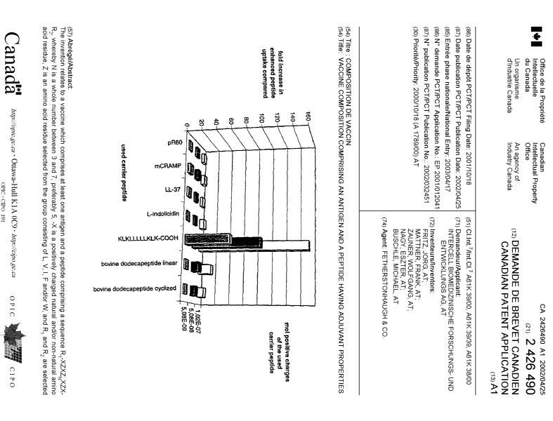 Document de brevet canadien 2426490. Page couverture 20030613. Image 1 de 2