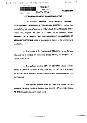 Canadian Patent Document 2427722. Correspondence 20031212. Image 2 of 4
