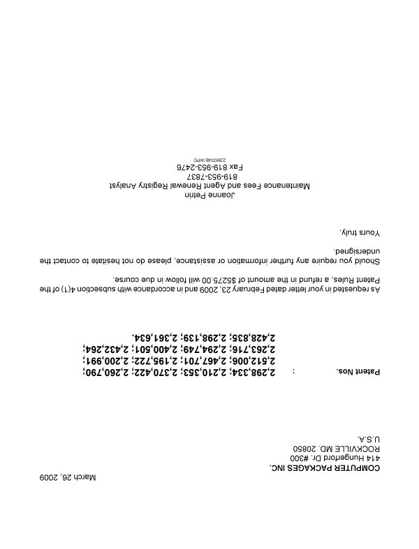 Canadian Patent Document 2428835. Correspondence 20090326. Image 1 of 1