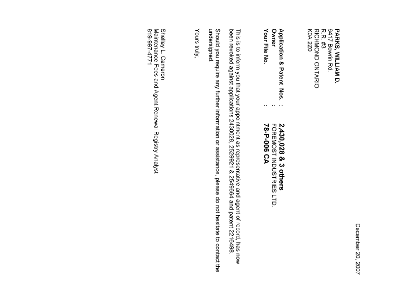 Canadian Patent Document 2430028. Correspondence 20071220. Image 1 of 1