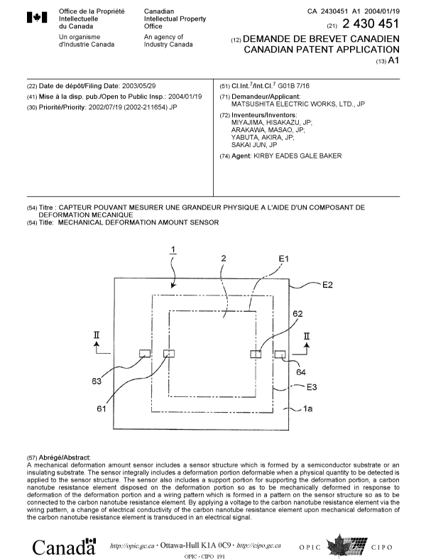 Canadian Patent Document 2430451. Cover Page 20031223. Image 1 of 1