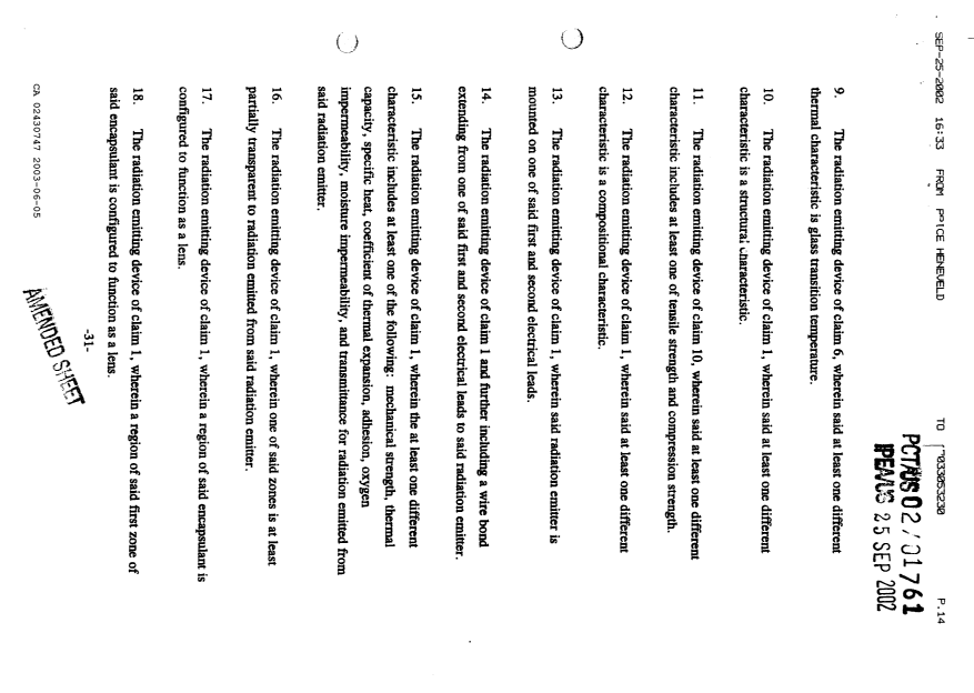 Document de brevet canadien 2430747. Revendications 20030605. Image 2 de 9